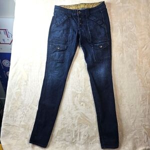 Rich & Skinny Jeans Carpenter Women’s 28 USA Made Pocket Detail Stretch Button